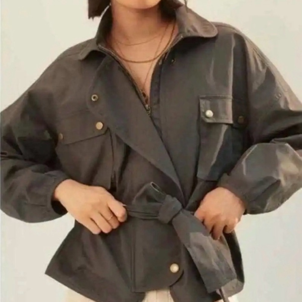 Anthropologie mare mare Dark Green cotton stretch Utility Jacket sz small - Picture 13 of 13